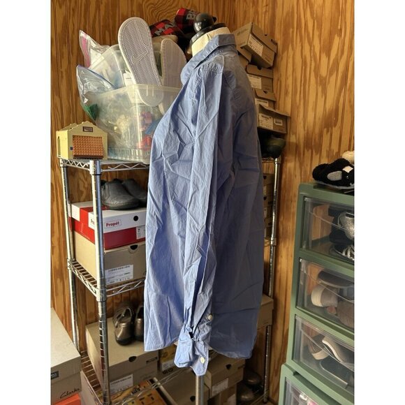 Everlane Womens Button Down Cotton Collared Blouse Corporate Work Blue Sz 12 - Picture 5 of 8